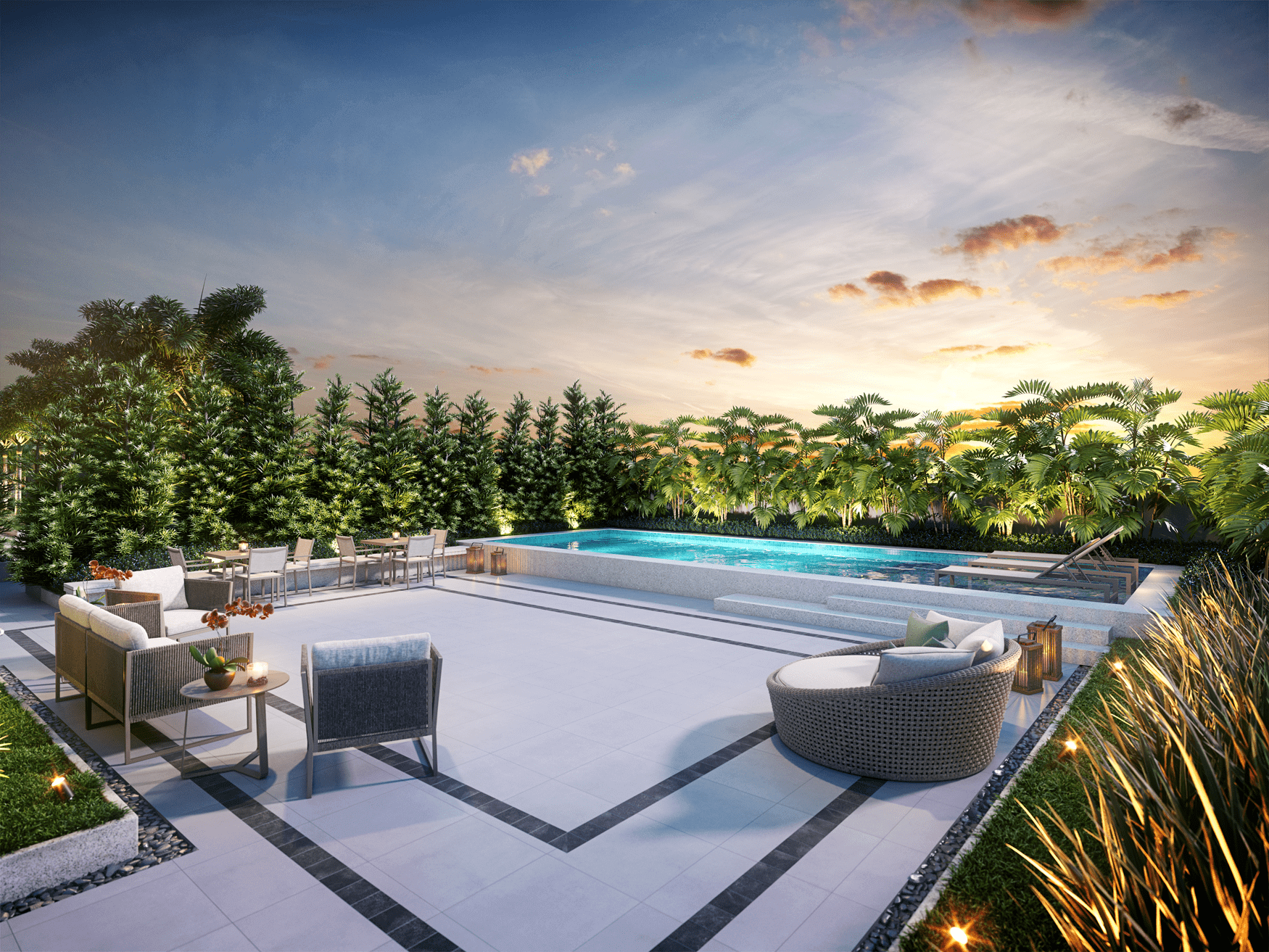 Perspectiva Ilustrada Private Pool House