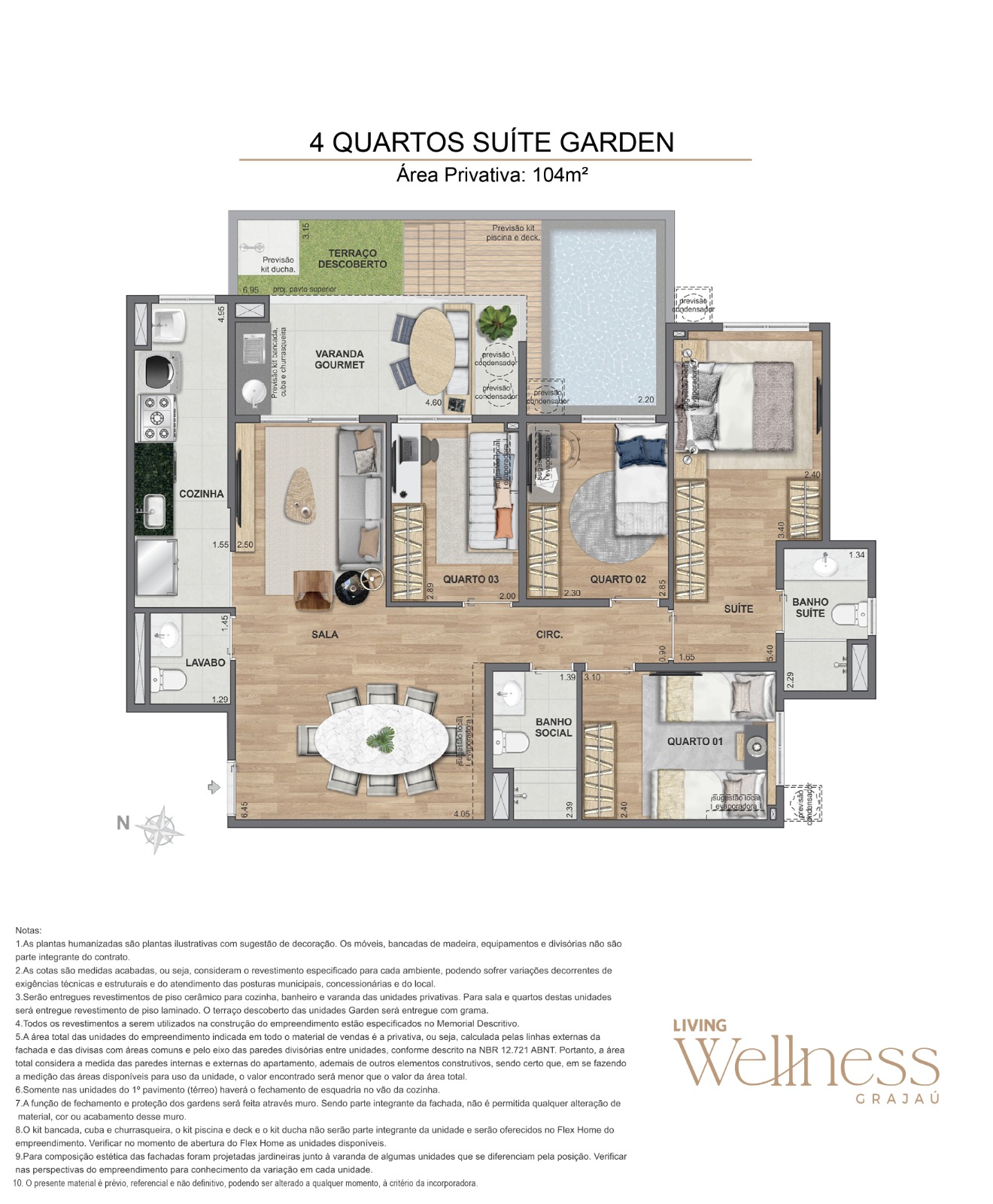 Imagem prévia Garden de 4 Quartos com suíte - Área privativa 104m²