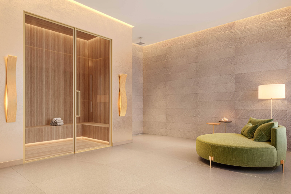 Perspectiva Ilustrada do Wellness Louge e Sauna | Leven By Living 