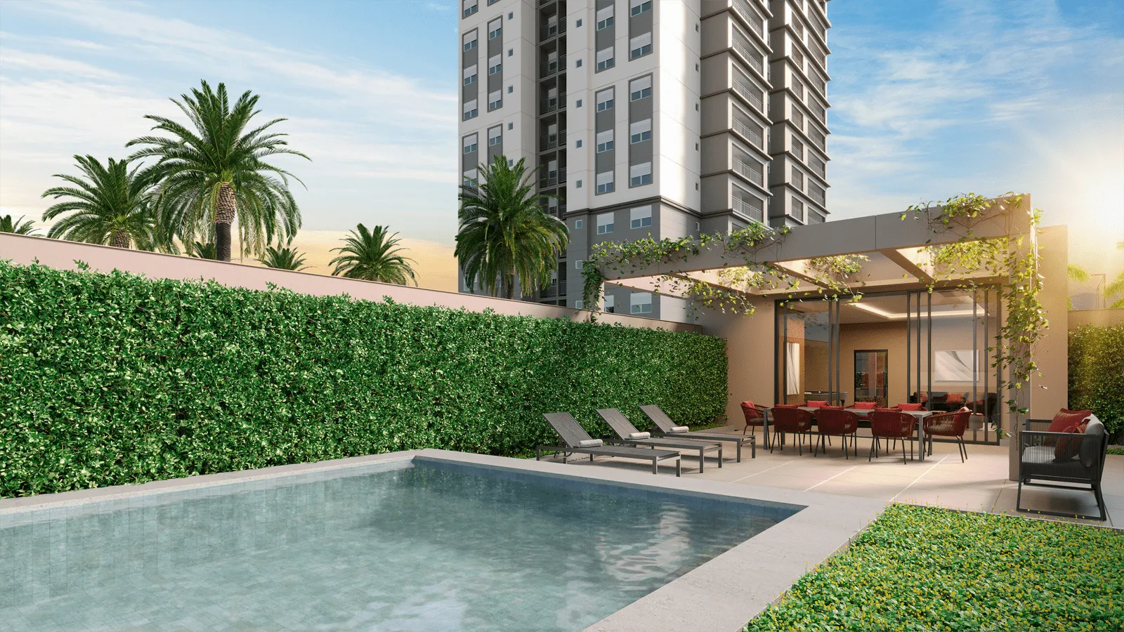 Perspectiva Ilustrada da Private Pool House Externa