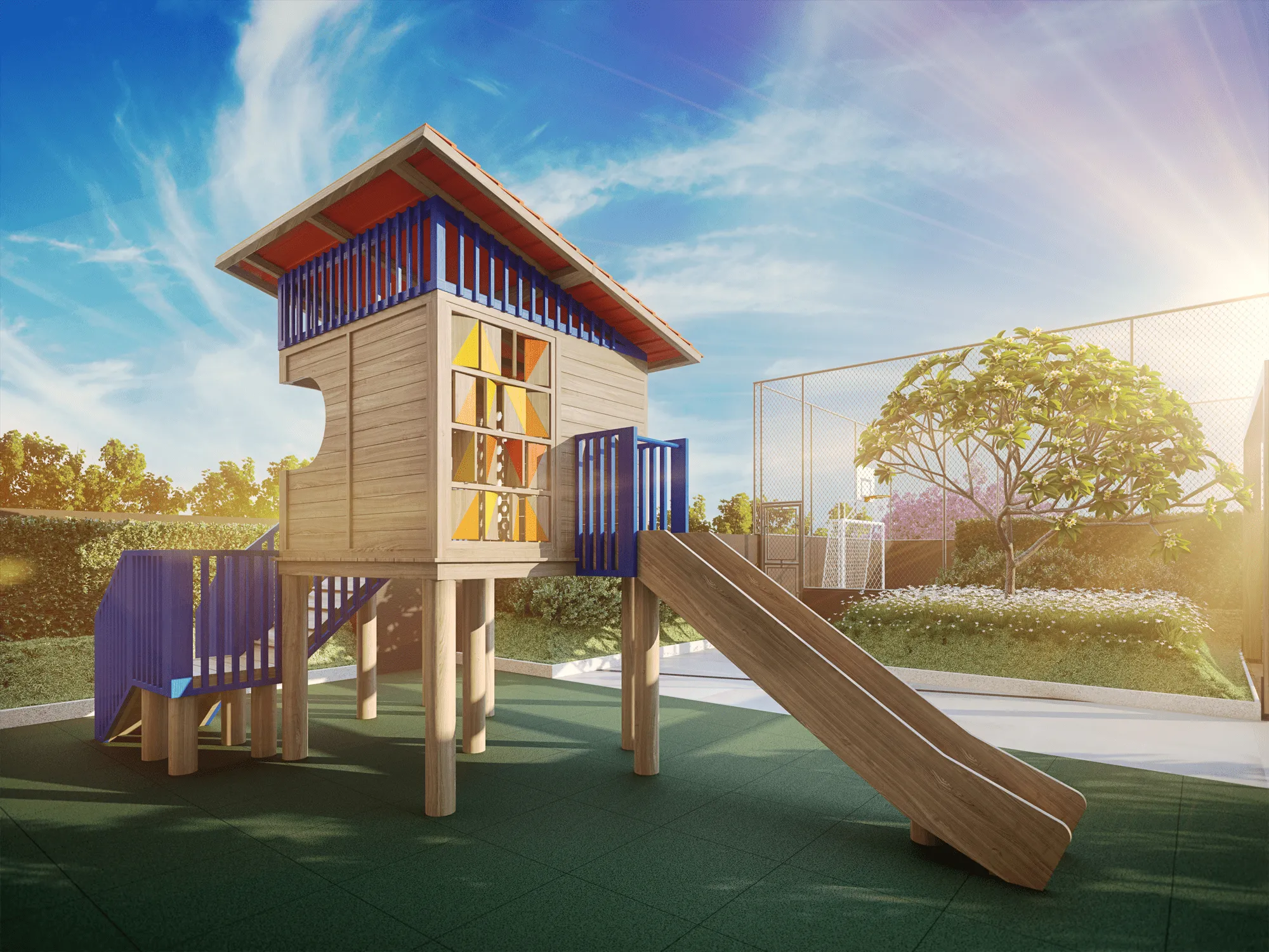 Perspectiva Ilustrada do Playground - Pienza