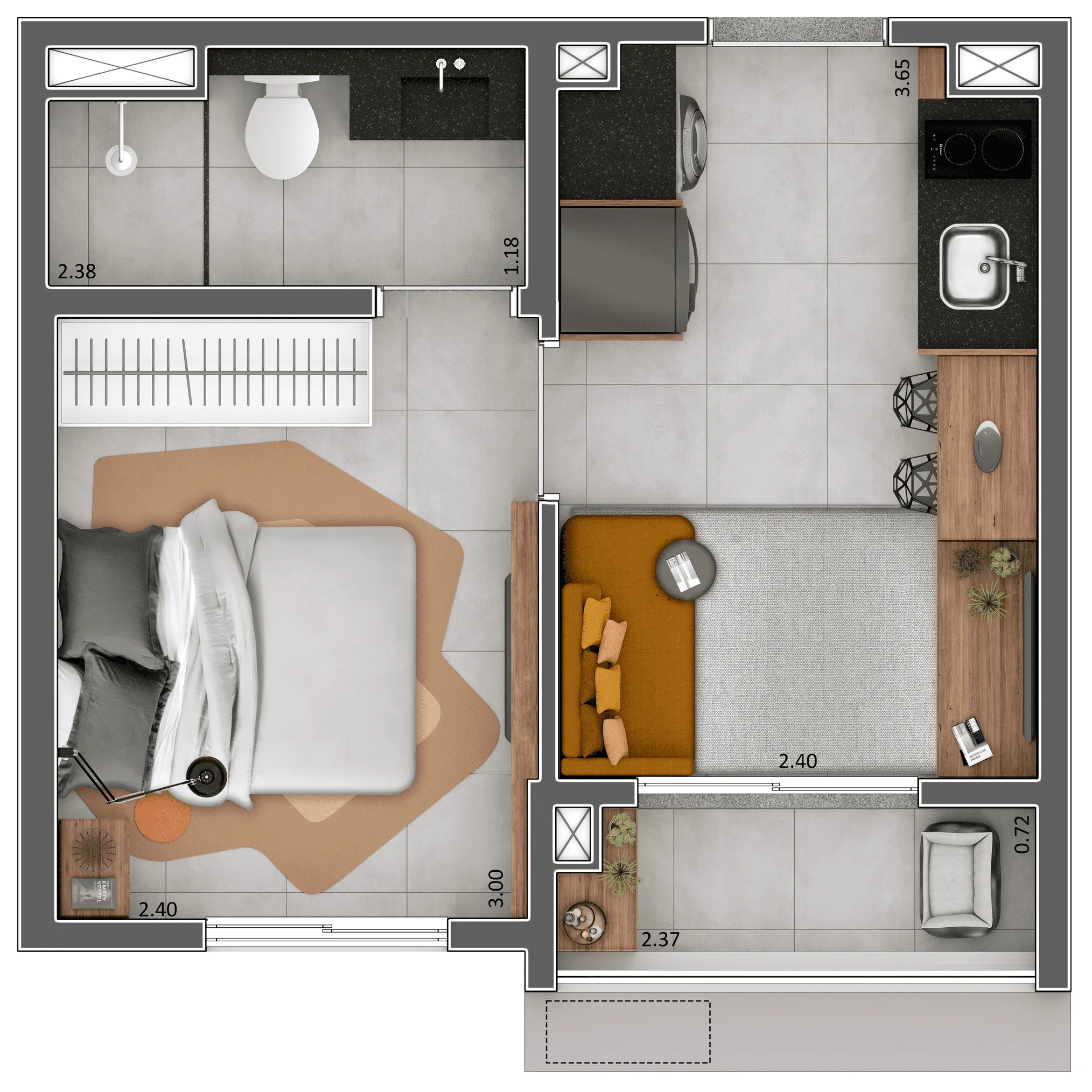 Planta Tipo 24 m² | Studio