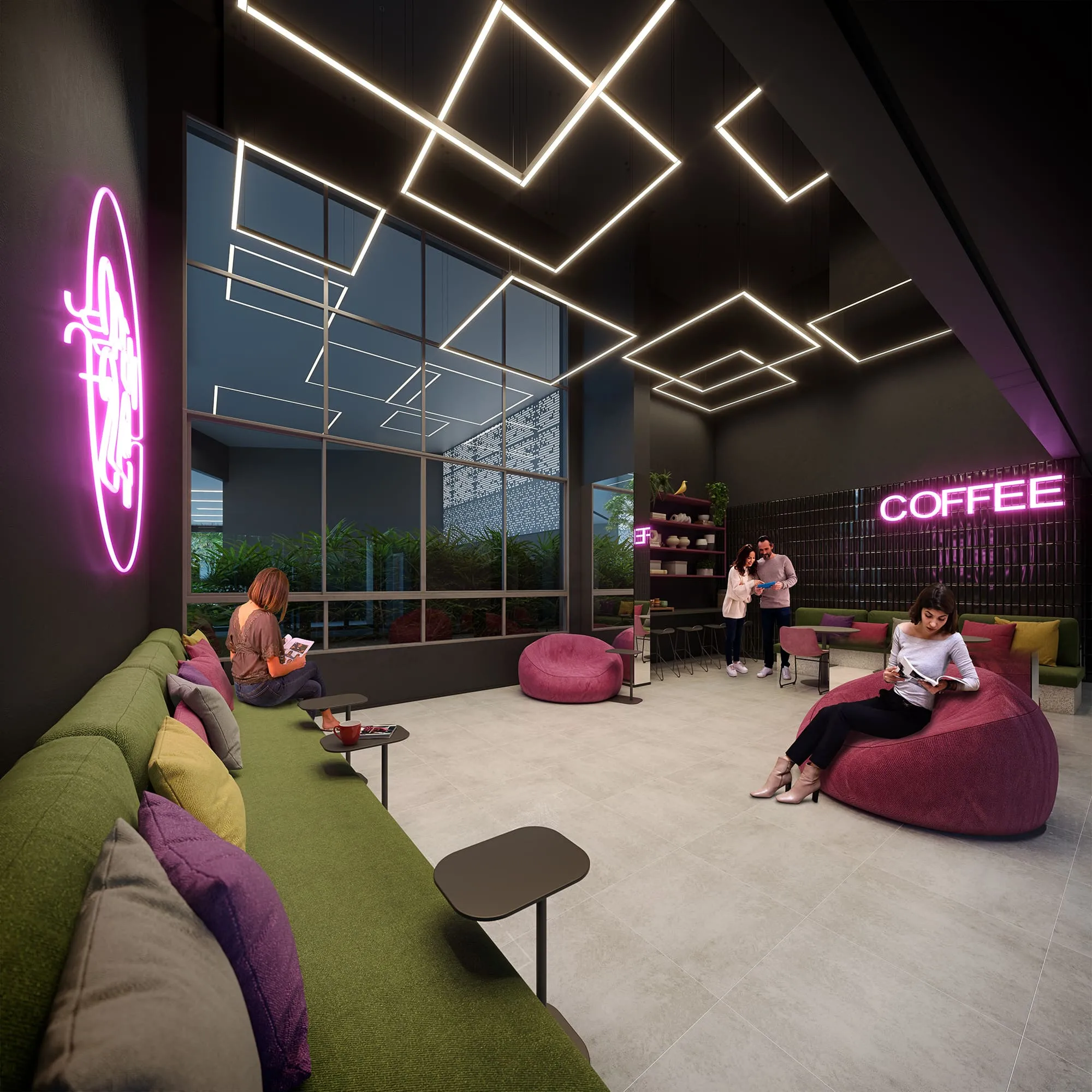 Perspectiva Ilustrada do Coffee Lounge