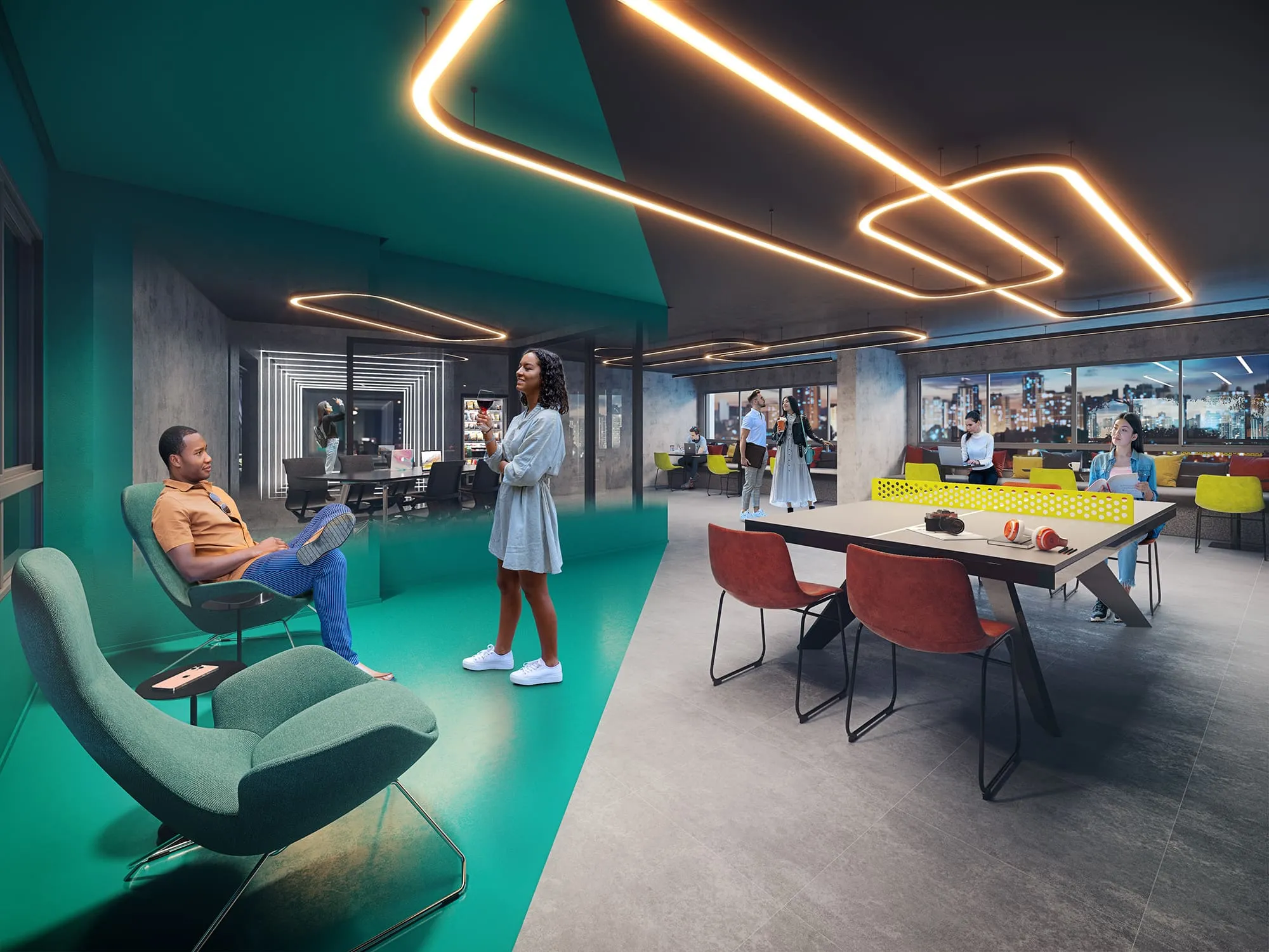 Perspectiva Ilustrada do Coworking