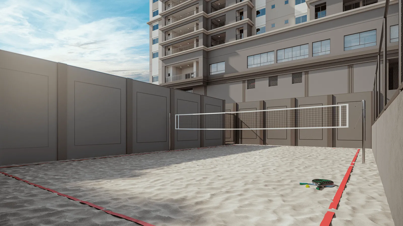 Perspectiva ilustrada da Quadra de Beach Tennis