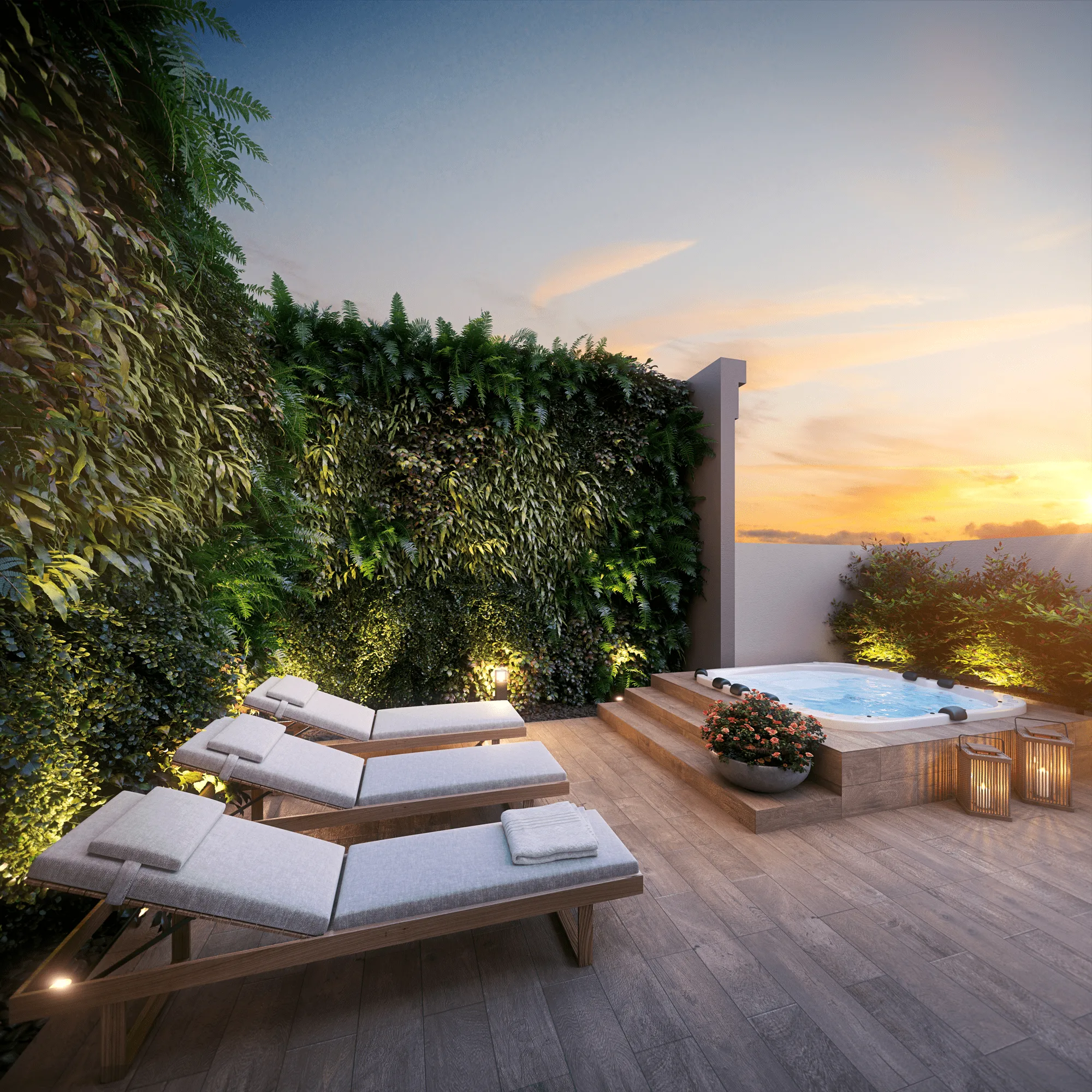 Perspectiva Ilustrada Spa & Solarium Rooftop