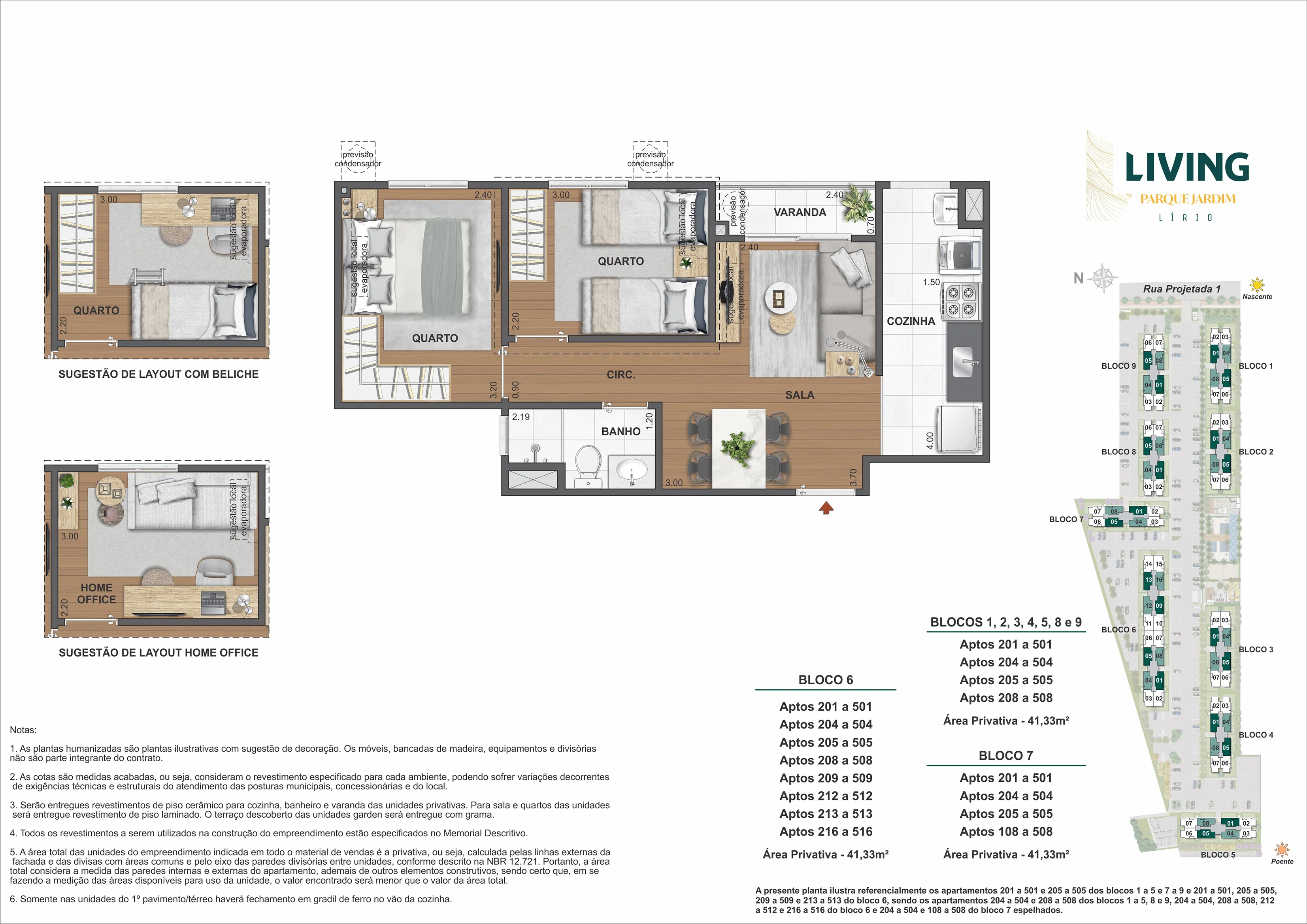 2 Quartos - Área privativa - 41,33m²