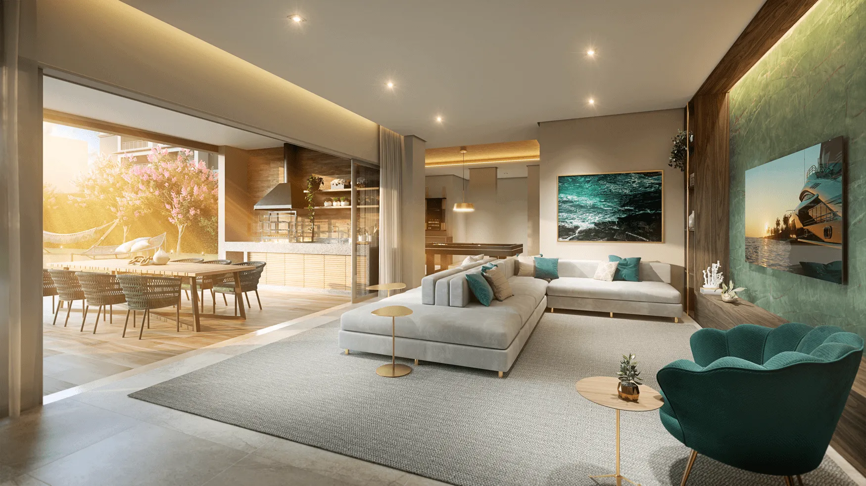 Perspectiva Ilustrada do Family House - Interno