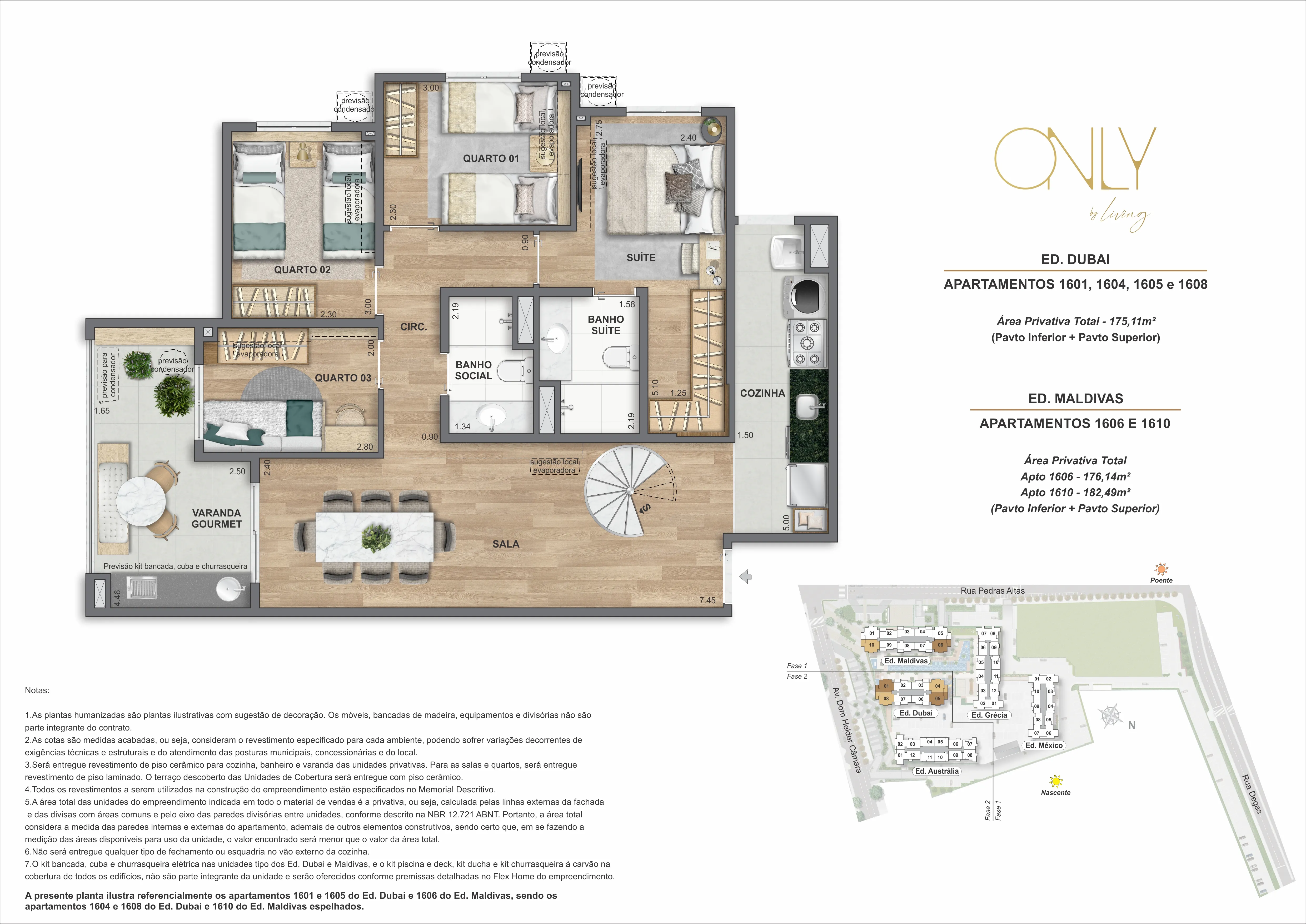 Cobertura Duplex 4 Quartos 1 Suíte - Pav. Inferior - Área privativa total: 175,11m² até 182,49m²