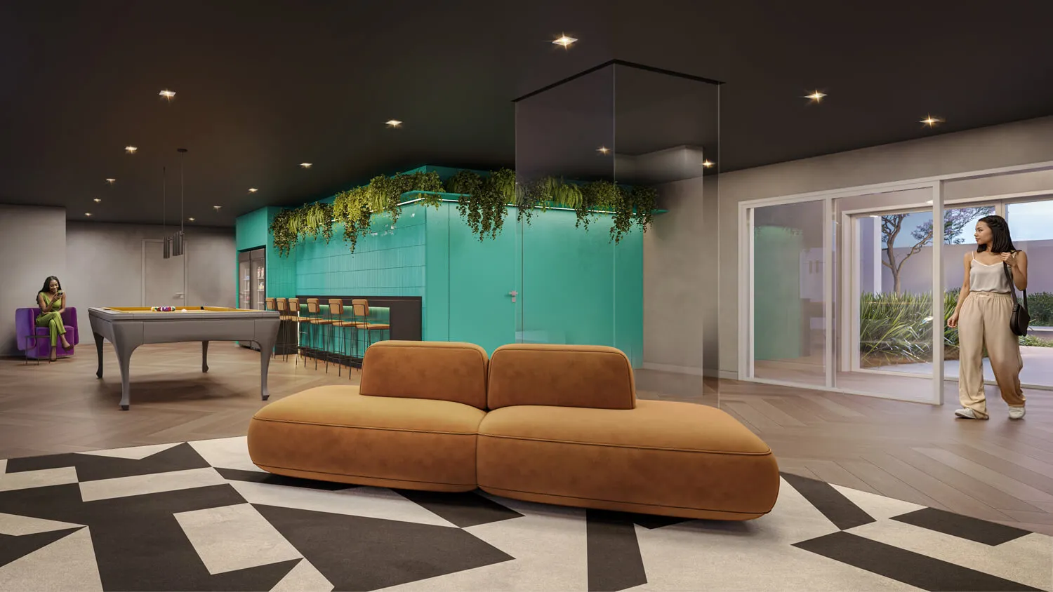 Perspectiva Ilustrada do Lounge Bar