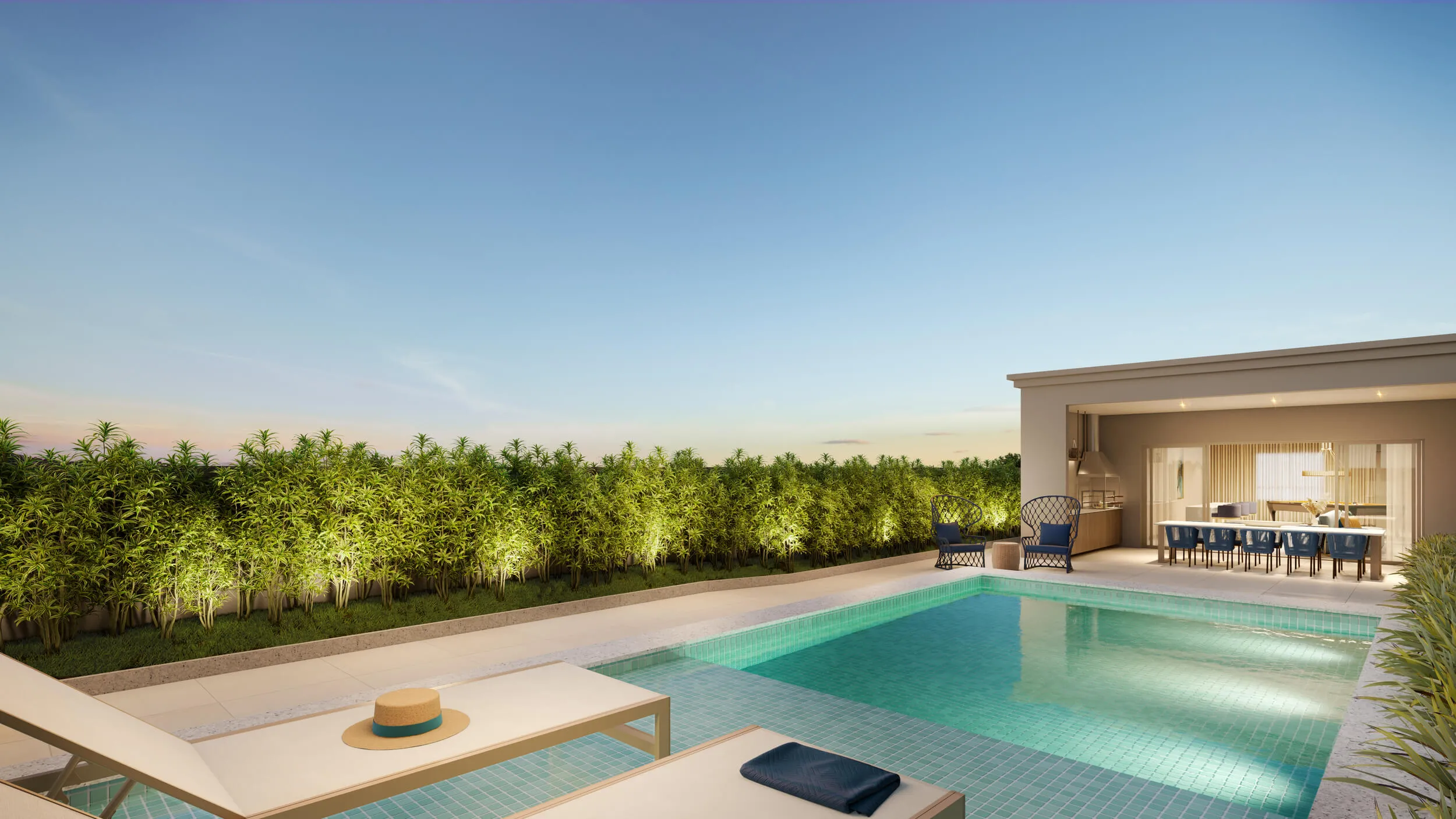 Perspectiva Ilustrada da Private Pool House Externa