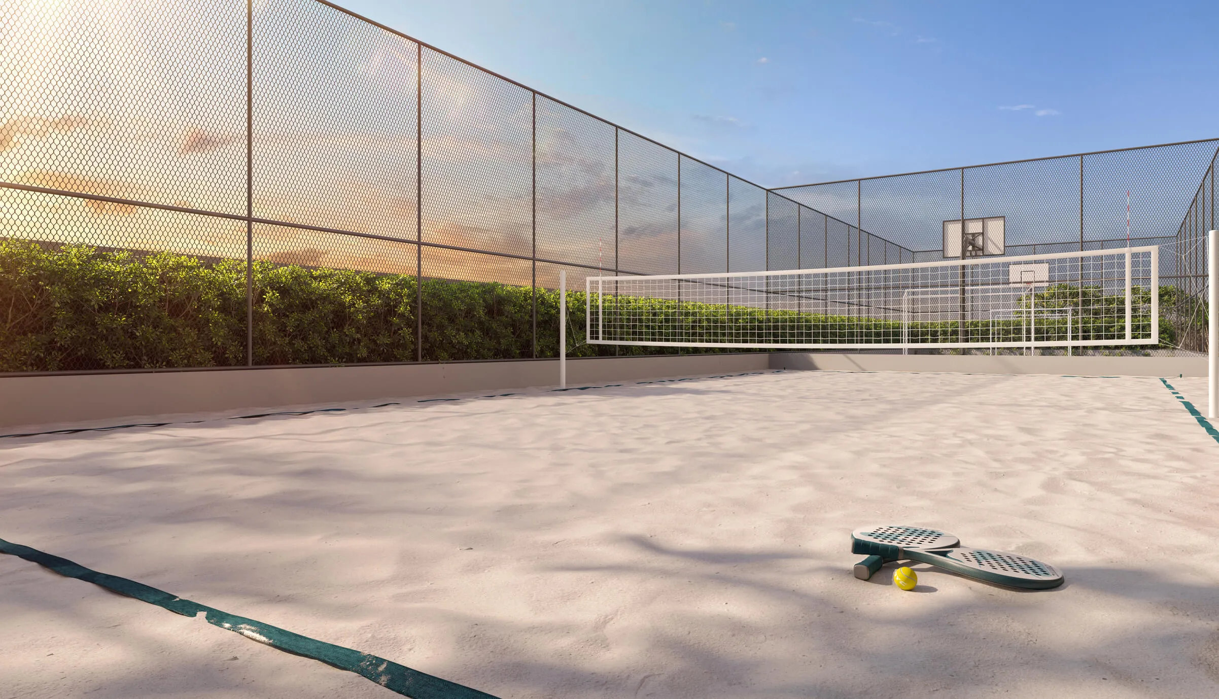 Perspectiva Ilustrada da Quadra de Beach Tennis