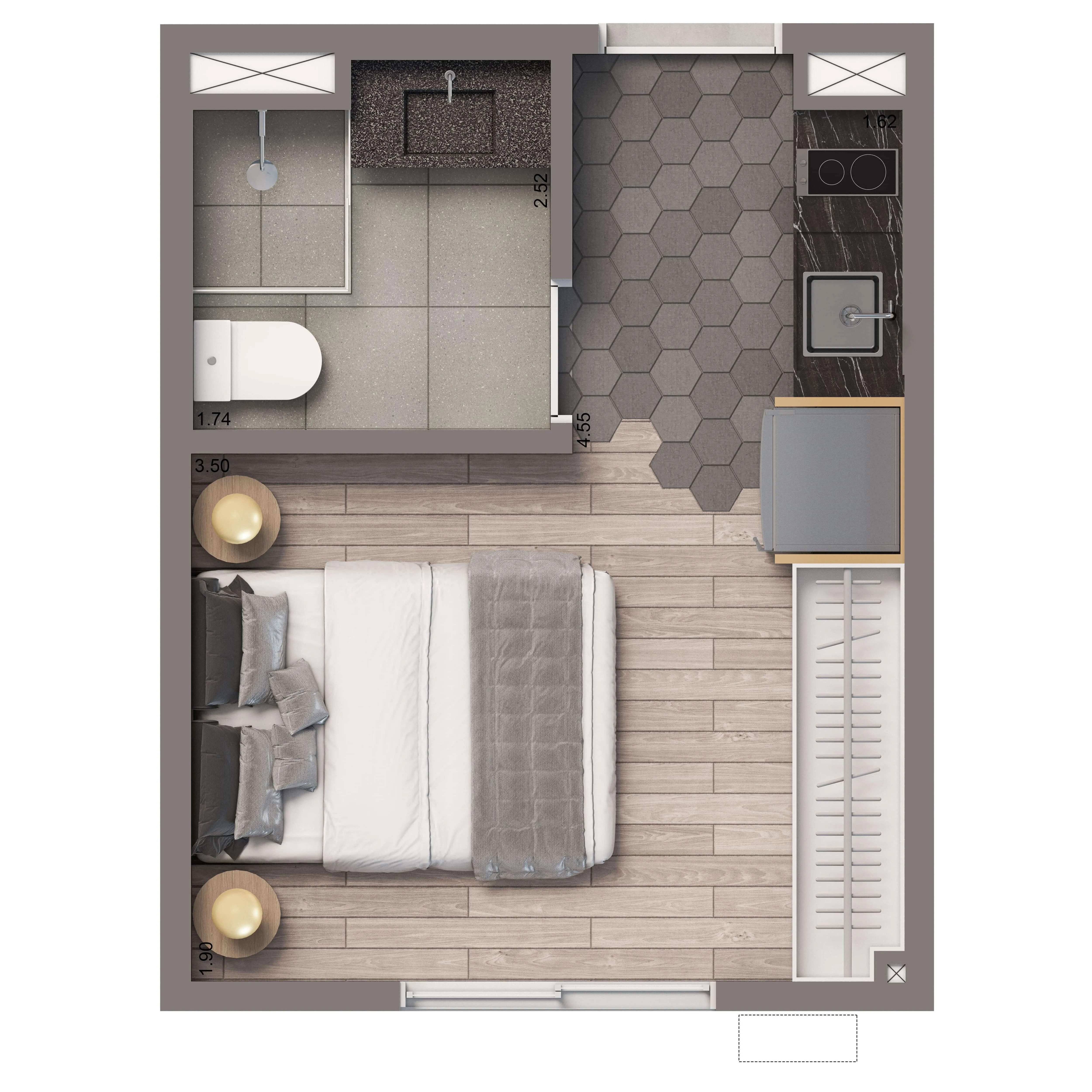 Planta Padrão 17m² | Studio