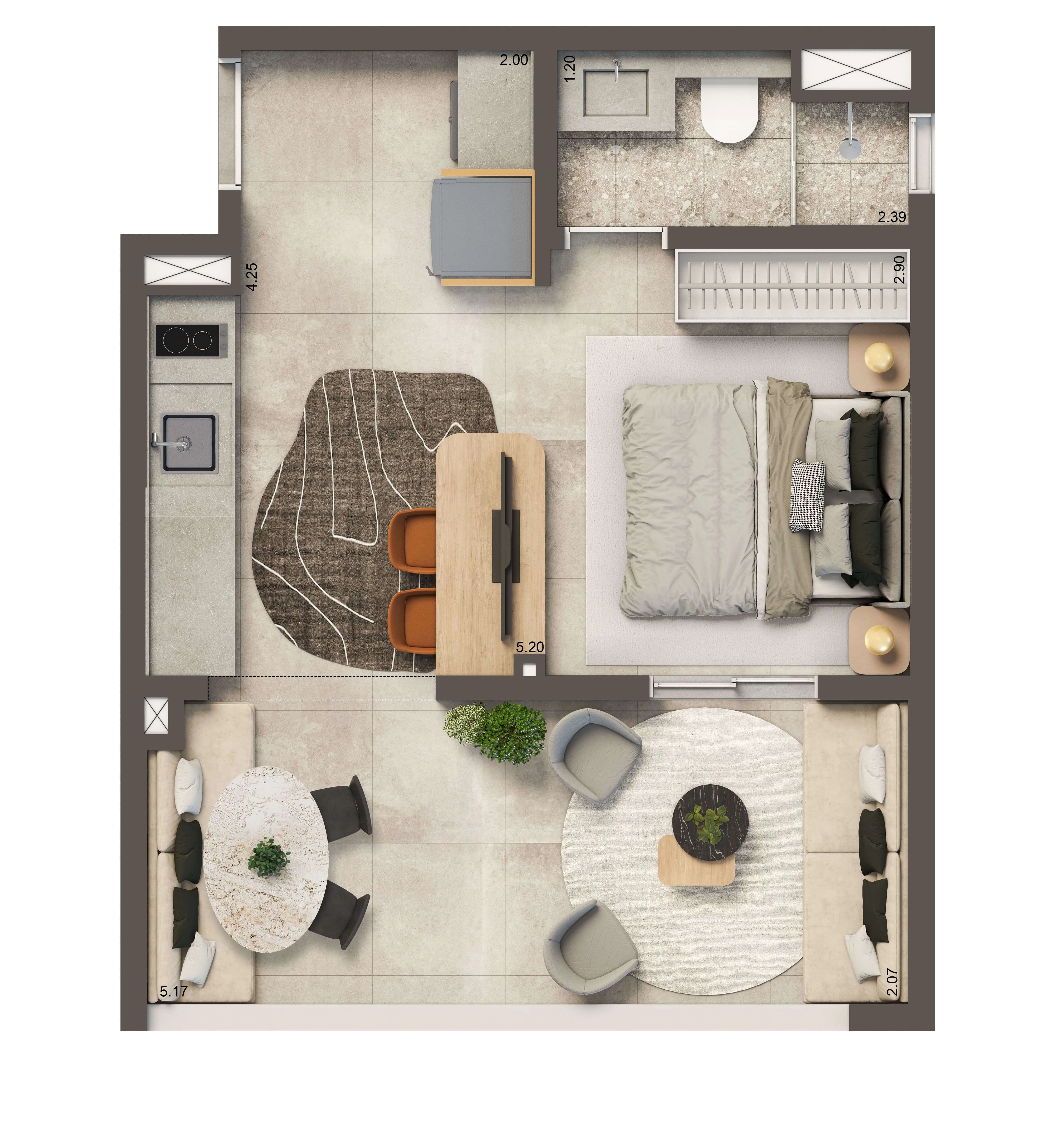 Planta Padrão 35m² | Ampliada