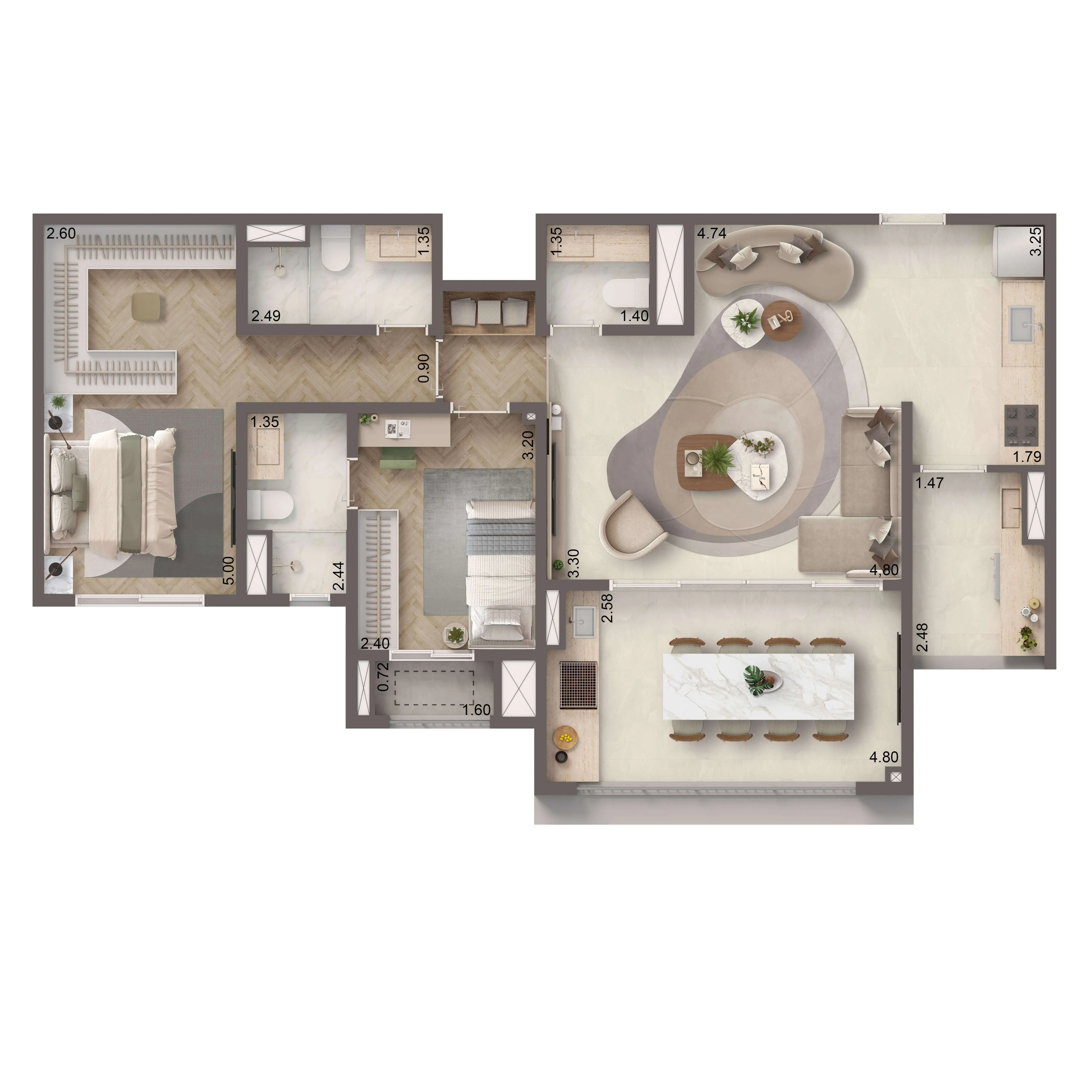 Planta Padrão 88m² | 2 suítes