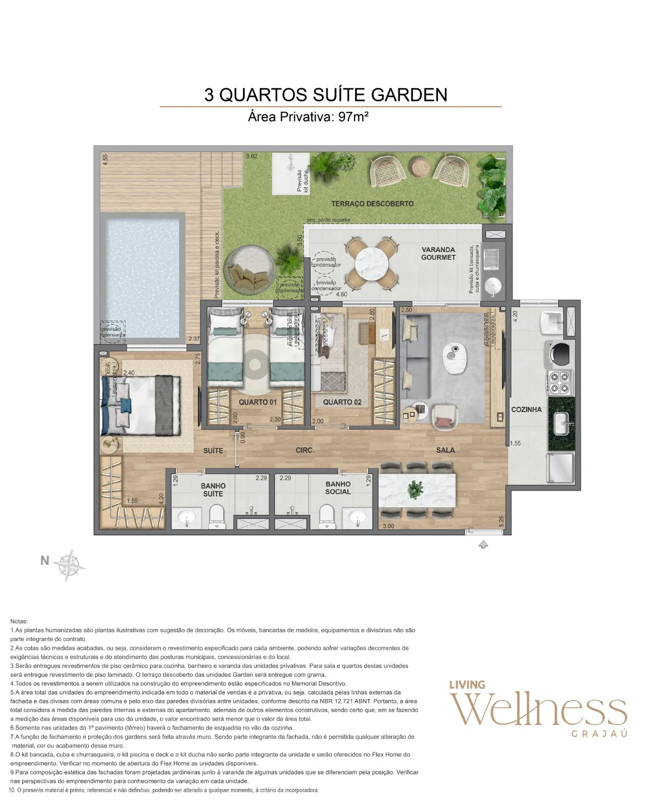 Imagem prévia Garden de 3 Quartos com suíte - Área privativa 97m²