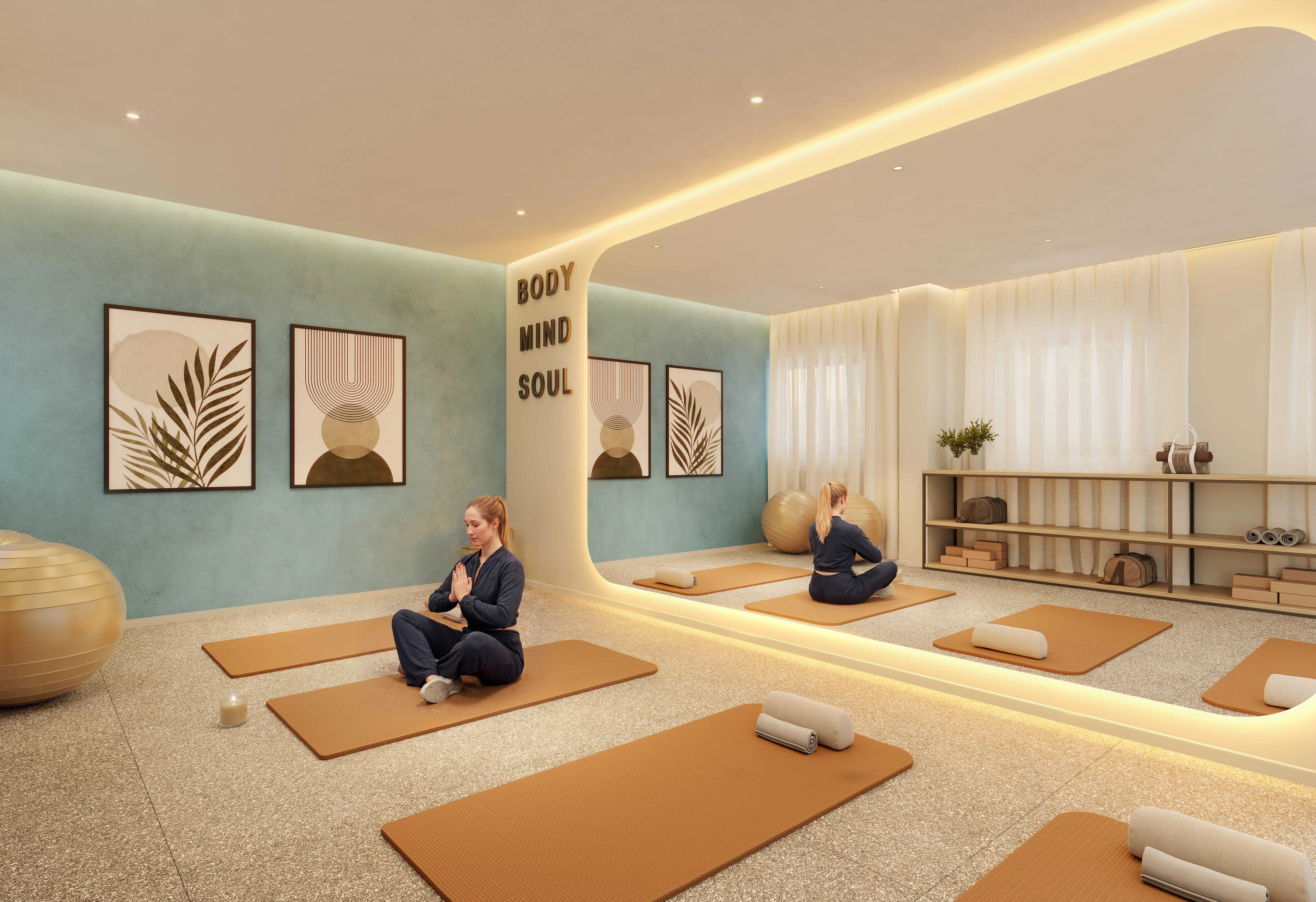 Perspectiva ilustrada do Mind & Body Room