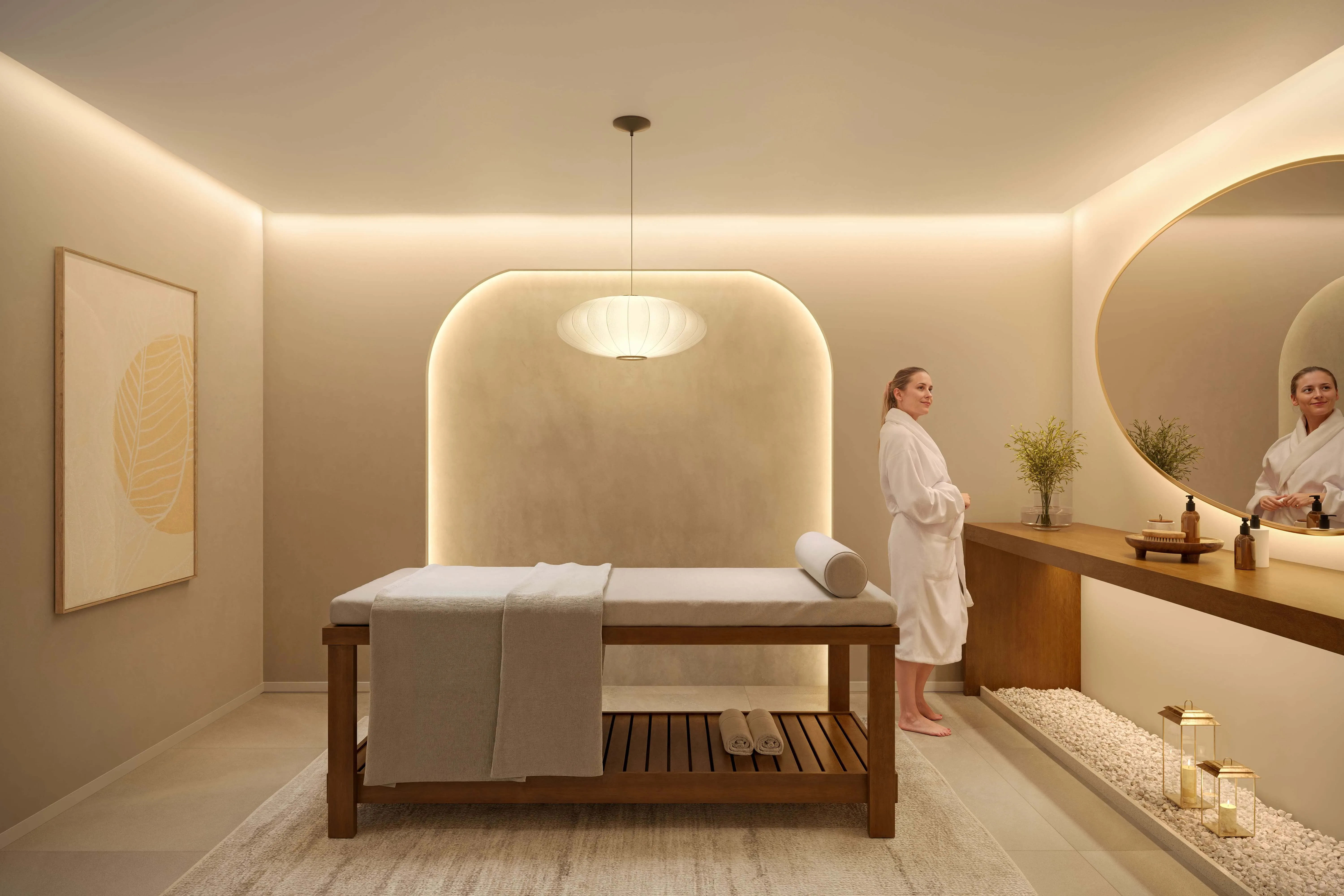 Perspectiva ilustrada do Massage Room